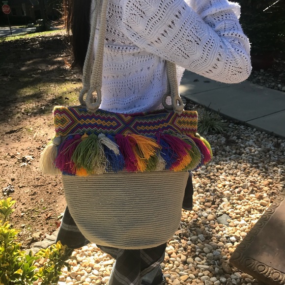 🌈Colorful Wayuu bucket bag!!! One of the kind🌸 - Picture 2 of 10